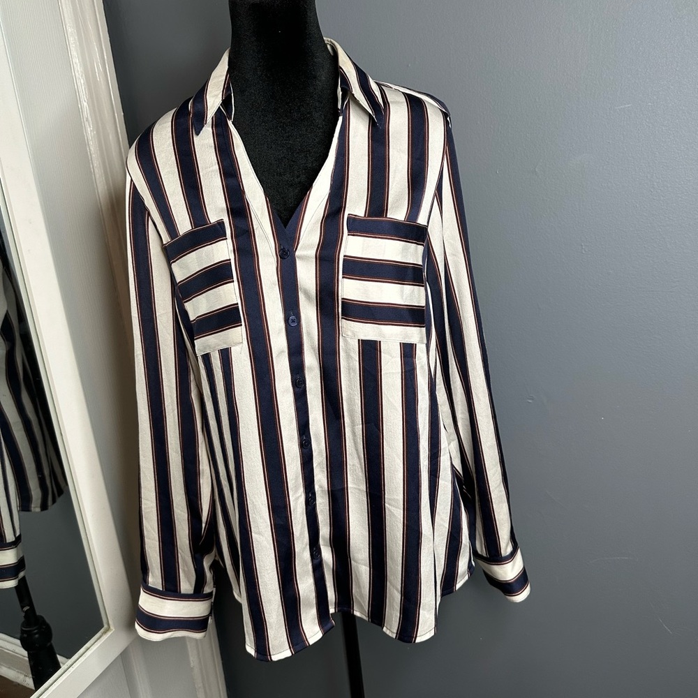 Striped button down blouse